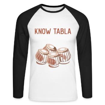 Keine Tabla. Kein Leben. Kennen Sie Tabla. Kennen - Unisex Baseballshirt langarm - Weiß/Schwarz - Vorne - Nik (191cm)