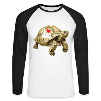 Montrez votre amour pour papa à Turtle Speed - T-shirt baseball manches longues Homme - blanc/noir - Devant - Nik (191cm)