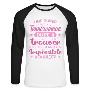 A Super Tenniswomen - Tenniswomen Gift - Unisex Long Sleeve Baseball T-Shirt - white/black - Front - Nik (191cm)