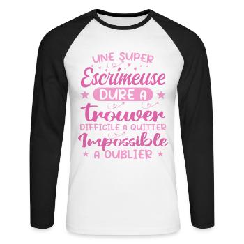 Ein super Fechter - Fecht-Geschenk - Unisex Baseballshirt langarm - Weiß/Schwarz - Vorne - Nik (191cm)