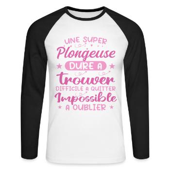 Ein Super Diver - Diver Geschenk - Unisex Baseballshirt langarm - Weiß/Schwarz - Vorne - Nik (191cm)