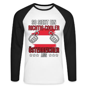 This is what a really cool Austrian looks like - Unisex Long Sleeve Baseball T-Shirt - white/black - Front - Nik (191cm)