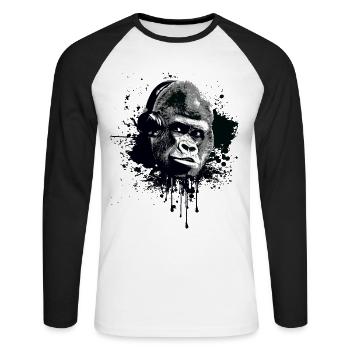 gorilla - Unisex Long Sleeve Baseball T-Shirt - white/black - Front - Nik (191cm)
