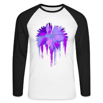 Fleur pourpre - T-shirt baseball manches longues Homme - blanc/noir - Devant - Nik (191cm)