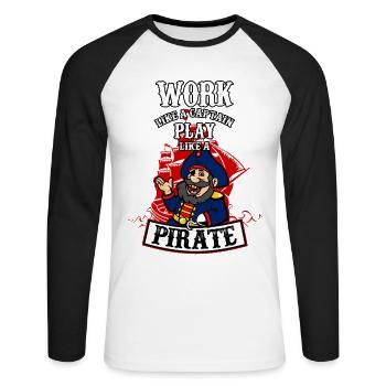Saying pirate gift idea ships captain - Unisex Long Sleeve Baseball T-Shirt - white/black - Front - Nik (191cm)