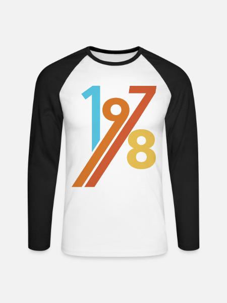 1978 SHIRT VINTAGE RETRO 70er - Unisex Baseballshirt langarm - Weiß/Schwarz