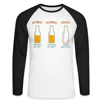 Drôle de bière Hommes Fête de la bière Barbecue Cadeau - T-shirt baseball manches longues Homme - blanc/noir - Devant - Nik (191cm)