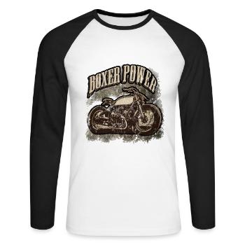 Motorcycle Boxer Motor Power Biker Old School Bike - Unisex Long Sleeve Baseball T-Shirt - white/black - Front - Nik (191cm)