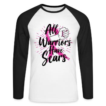 Breast Cancer Awareness Art For Warrior Women Light - Unisex Long Sleeve Baseball T-Shirt - white/black - Front - Nik (191cm)