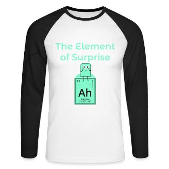 Element Surprise Ah Surprise saying icon - Unisex Long Sleeve Baseball T-Shirt - white/black - Front - Nik (191cm)