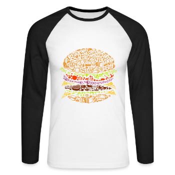 Burger - T-shirt baseball manches longues Homme - blanc/noir - Devant - Nik (191cm)