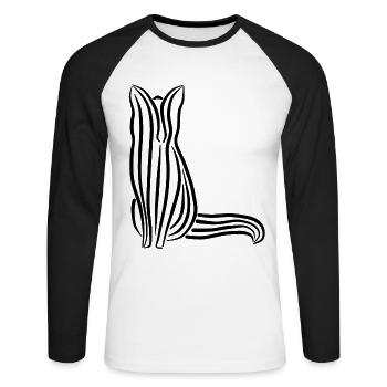 Fox lineart red fox animal-loving Arctic fox geschen - Unisex Long Sleeve Baseball T-Shirt - white/black - Front - Nik (191cm)