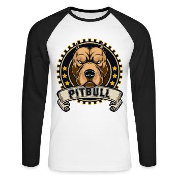 Pitbull Dog Animal Dog Gift Pet - Unisex Long Sleeve Baseball T-Shirt - white/black - Front - Nik (191cm)