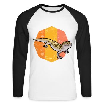 Gecko animal reptile gift lizard animal - Unisex Long Sleeve Baseball T-Shirt - white/black - Front - Nik (191cm)