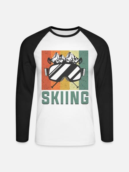 Ski - Unisex Baseballshirt langarm - Weiß/Schwarz