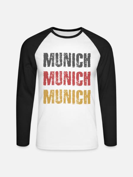 MÜNCHEN MUNICH Deutschland Stadt Städtetrip - Unisex Baseballshirt langarm - Weiß/Schwarz