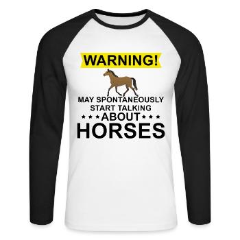 Rider Equestrian Sayings - Unisex Long Sleeve Baseball T-Shirt - white/black - Front - Nik (191cm)