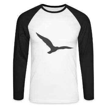 oiseau - T-shirt baseball manches longues Homme - blanc/noir - Devant - Nik (191cm)