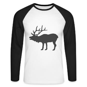 Elch - Unisex Baseballshirt langarm - Weiß/Schwarz - Vorne - Nik (191cm)