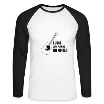 Guitare - guitare - T-shirt baseball manches longues Homme - blanc/noir - Devant - Nik (191cm)