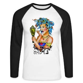 Medusa - Unisex Long Sleeve Baseball T-Shirt - white/black - Front - Nik (191cm)