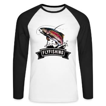 Angler Shirt - Trout - Fly Fishing - Trout - Unisex Long Sleeve Baseball T-Shirt - white/black - Front - Nik (191cm)