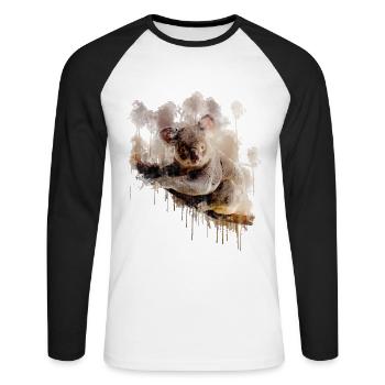 Chemise cadeau australie Koala Bear - T-shirt baseball manches longues Homme - blanc/noir - Devant - Nik (191cm)