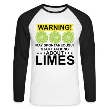 Limette Geschenk - Unisex Baseballshirt langarm - Weiß/Schwarz - Vorne - Nik (191cm)
