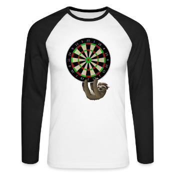 Joueur de fléchettes - T-shirt baseball manches longues Homme - blanc/noir - Devant - Nik (191cm)