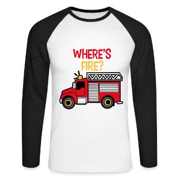 Wo ist das Feuer Feuerwehrauto Feuerwehr Junge - Unisex Baseballshirt langarm - Weiß/Schwarz - Vorne - Nik (191cm)