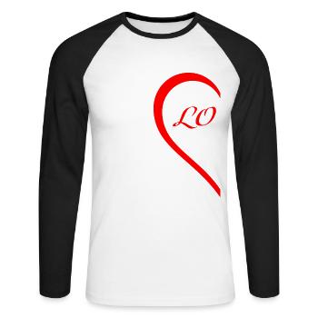 One Heart Half / Love, Cool Gift - Unisex Long Sleeve Baseball T-Shirt - white/black - Front - Nik (191cm)