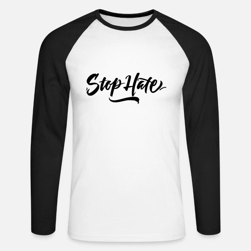 Stop Hate - Unisex Baseballshirt langarm - Weiß/Schwarz