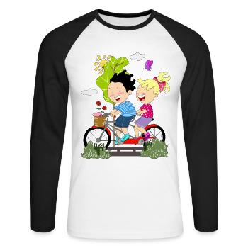 Fahrrad Paar geschenk shirt - Unisex Baseballshirt langarm - Weiß/Schwarz - Vorne - Nik (191cm)
