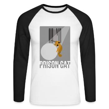 Cat Meow Cat Prison Outbreak Funny Cute - Unisex Long Sleeve Baseball T-Shirt - white/black - Front - Nik (191cm)