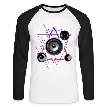 Cadeau de haut-parleur Electro Sound Techno House - T-shirt baseball manches longues Homme - blanc/noir - Devant - Nik (191cm)