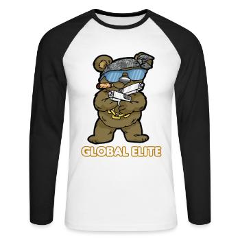 GLOBAL ELITE TEDDY Pistole Gamer Ego Shooter CS GO - T-shirt baseball manches longues Homme - blanc/noir - Devant - Nik (191cm)