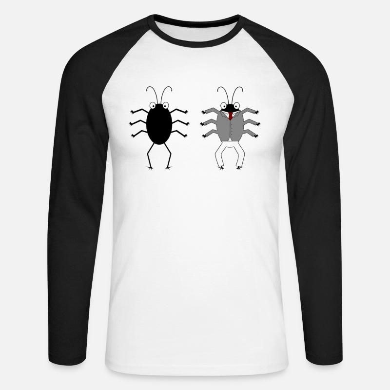 Bug Feature - Computer Scientist Programmer - Unisex Long Sleeve Baseball T-Shirt - white/black