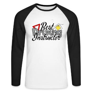 cool driving instructor driving school driving instructor gift - Unisex Long Sleeve Baseball T-Shirt - white/black - Front - Nik (191cm)