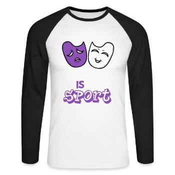 Theatre is my Sport Opera Theater Musical Scène - T-shirt baseball manches longues Homme - blanc/noir - Devant - Nik (191cm)