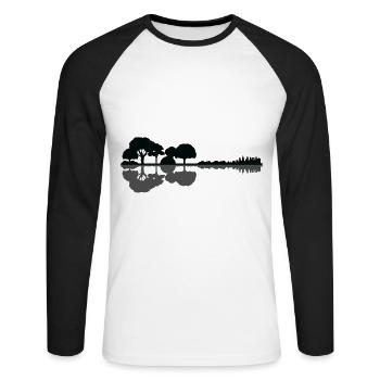 Cool Vintage Nature City - Gittaren Illustration - Unisex Long Sleeve Baseball T-Shirt - white/black - Front - Nik (191cm)