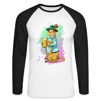 Marmot Bayern Lederhose Gift - Unisex Long Sleeve Baseball T-Shirt - white/black - Front - Nik (191cm)