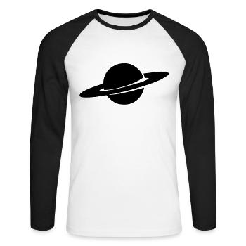 Planète Saturne - T-shirt baseball manches longues Homme - blanc/noir - Devant - Nik (191cm)
