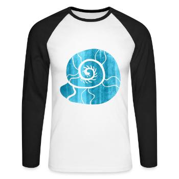 Coquillage d’été soleil plage cadeau - T-shirt baseball manches longues Homme - blanc/noir - Devant - Nik (191cm)