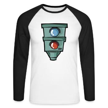 SMILE Starenkasten Blitzer Raser Knöllchen Cartoon - T-shirt baseball manches longues Homme - blanc/noir - Devant - Nik (191cm)