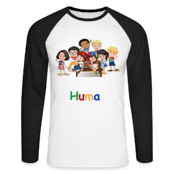 Gegen Rassismus, Nation Mensch - Unisex Baseballshirt langarm - Weiß/Schwarz - Vorne - Nik (191cm)