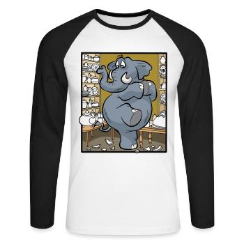 Eléphant maladroit dans le magasin de porcelaine Maladroit - T-shirt baseball manches longues Homme - blanc/noir - Devant - Nik (191cm)