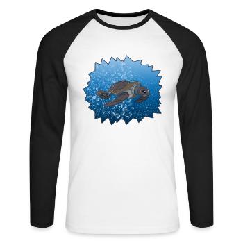 Robo Turtle Fantasy Robot - Unisex Long Sleeve Baseball T-Shirt - white/black - Front - Nik (191cm)