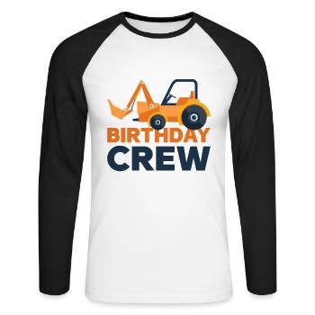 anniversaire équipage équipe anniversaire chantier pelle de chantier - T-shirt baseball manches longues Homme - blanc/noir - Devant - Nik (191cm)