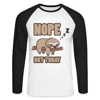 Funny sloth Nope Not Today Fun Gift - T-shirt baseball manches longues Homme - blanc/noir - Devant - Nik (191cm)
