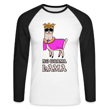 No Drama Lama Dramaqueen Geschenk - Unisex Baseballshirt langarm - Weiß/Schwarz - Vorne - Nik (191cm)
